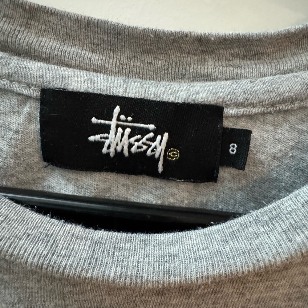 Stussy Logo Grey Old School T-shirt - Picture 3 of 7